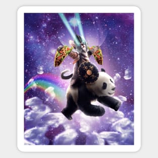 Lazer Warrior Space Cat Riding Panda With Taco Sticker